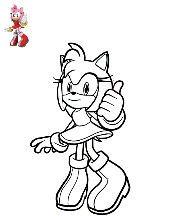 Coloriage Amy Rose la Coquine - Sonic à imprimer